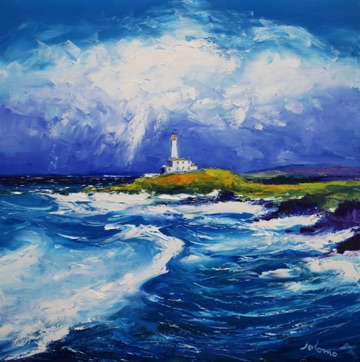 Big sea at Turnberry Lighthouse Ayrshire 30x30